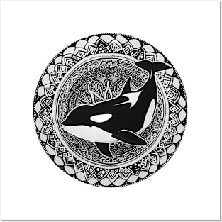 Mandala - Orca B&W Posters and Art